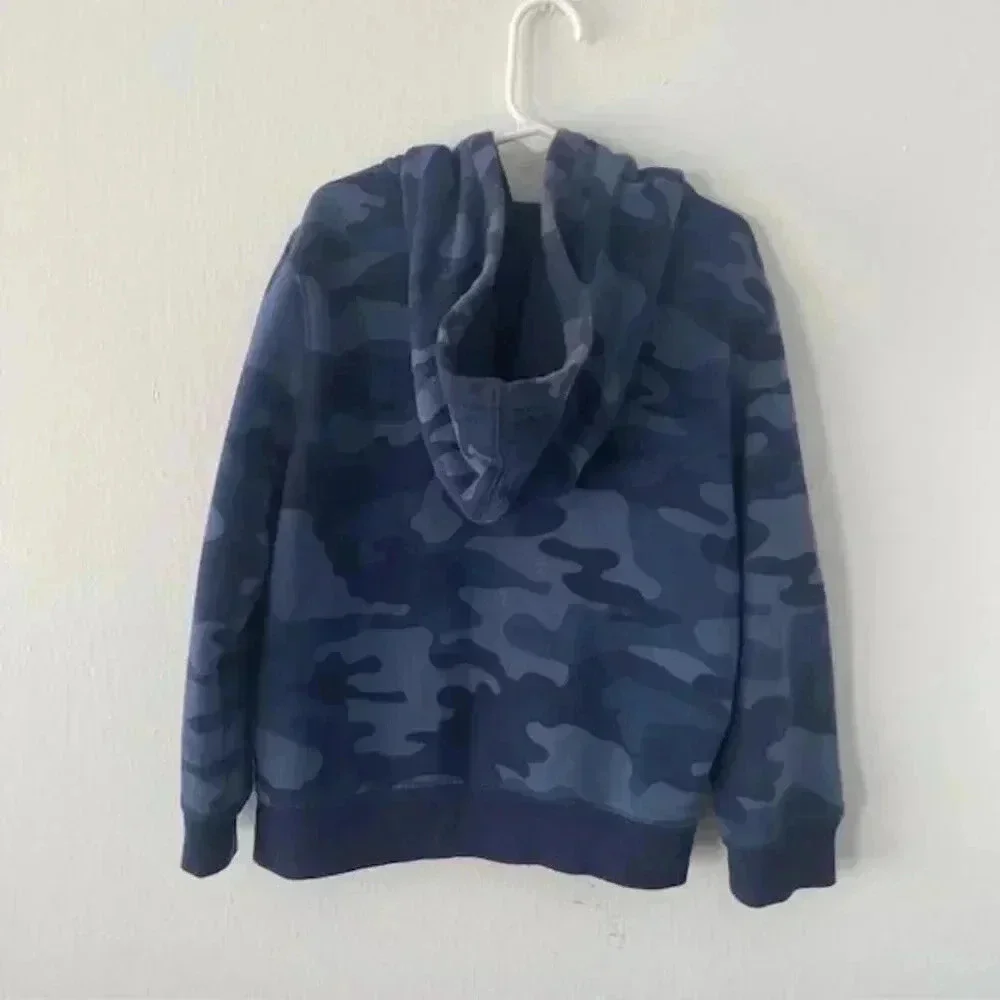 GAP Boys' Logo Hoodie Full Zip Sweatshirt (Size Small Youth) - Blue Camouflage
